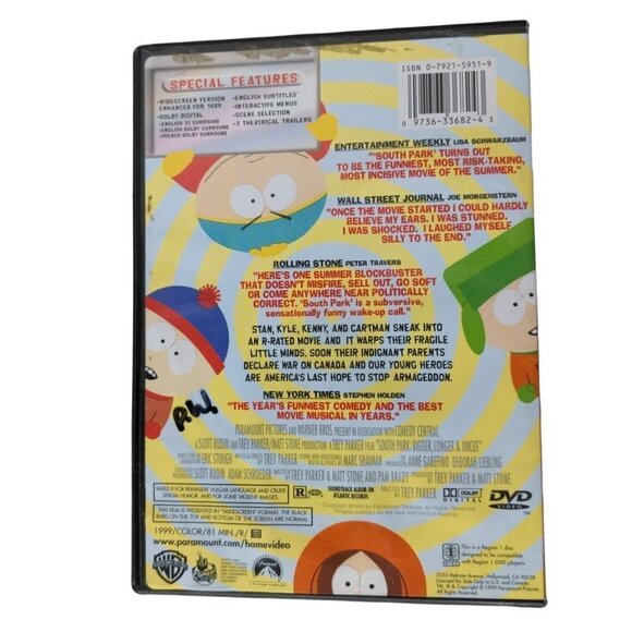 South Park Bigger Longer Uncut DVD 1999 - Picture 2 of 2